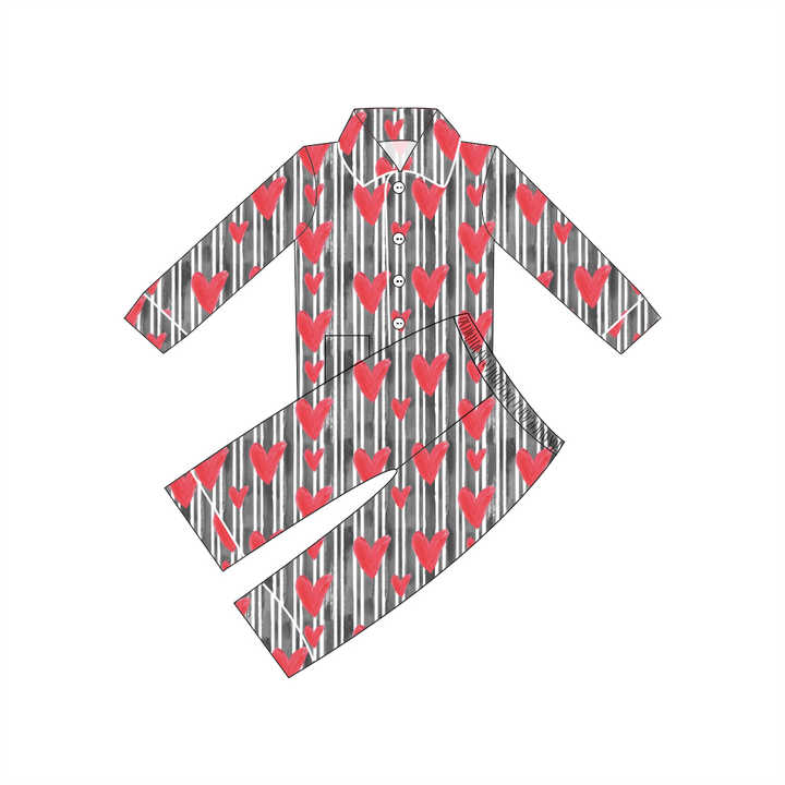 Qingli OEM Custom Factory Heart-Shape Newborn Baby Sleepwear Set 