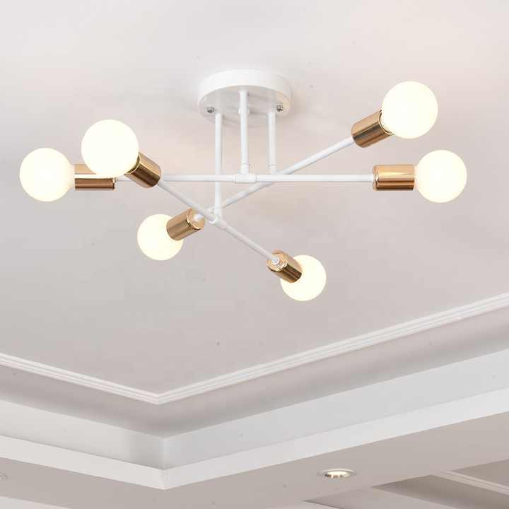 Simple antique six-head ceiling lamp molecular 