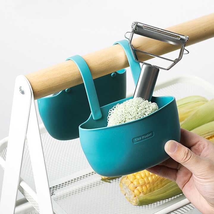 الشمال TPR الإسفنج سلة التخزين استنزاف رف رف الصابون حامل فرشاة صنبور شنقا سلة المطبخ الحمام المنظم اللوازم المنزليةNordic TPR Sponge Storage Basket Drain Rack Soap Holder Faucet Brush Hanging Basket Kitchen Bathroom Organizer Home Supplies