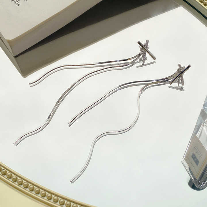 -Long silver earrings 