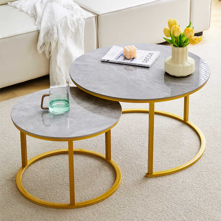 Italian Nordic Luxury Modern Gold-Coffee Table Set 