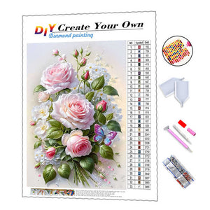 Flowers 5d Diamond Painting White Roses 