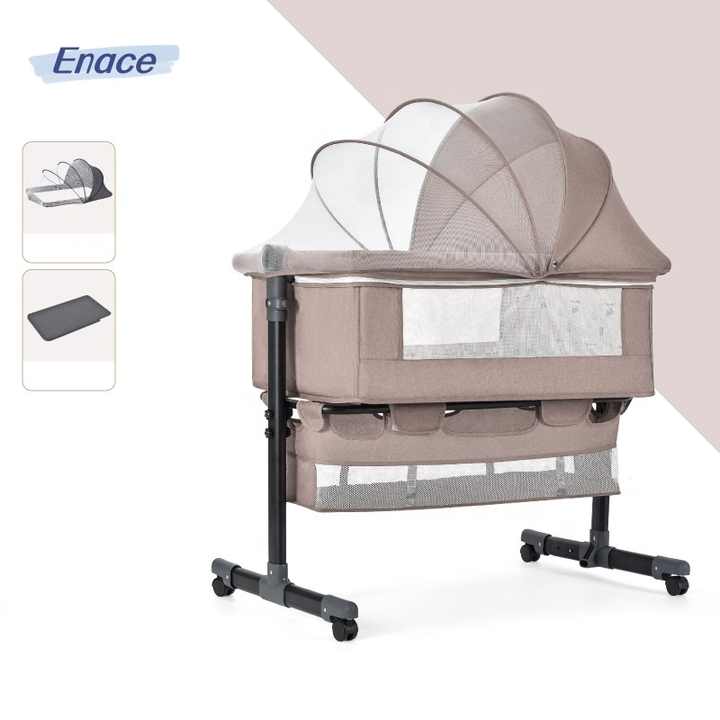 Multifunctional Folding Aluminum Baby Bed Cradle Side Bed Side Sleeper Portable Stroller 