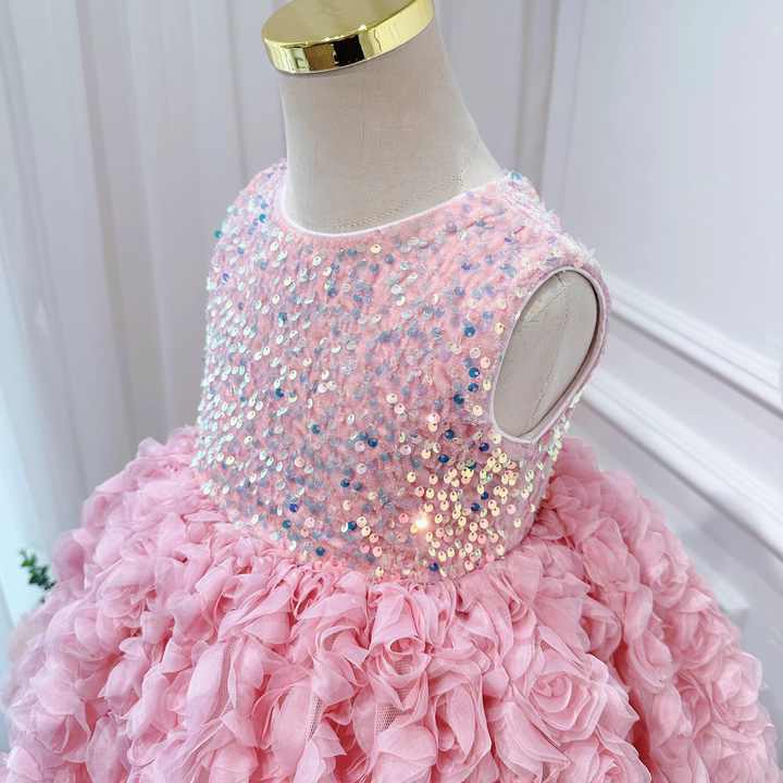 Summer Pink Flower Baby Girl Dresses 