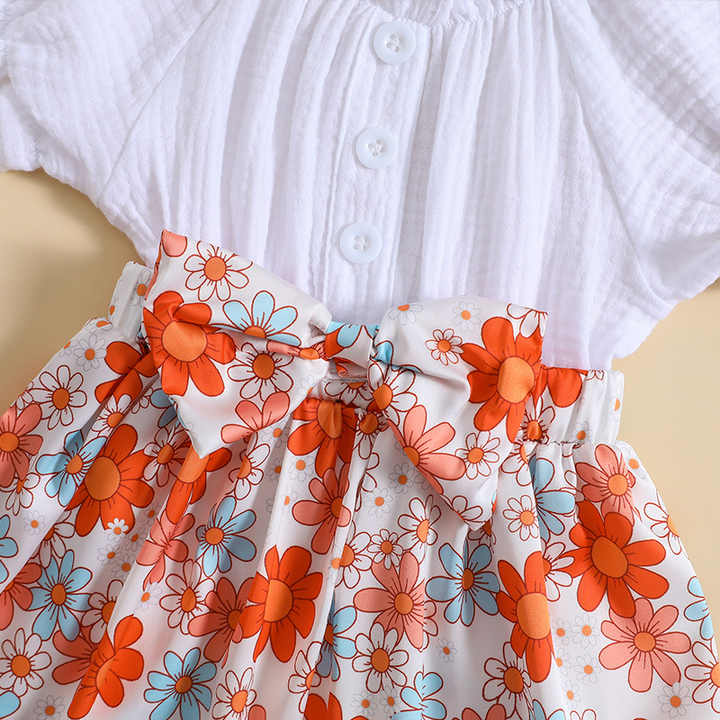 Top Selling Girls Summer Dresses Cute Design Baby Girls Clothes Set 1-6 Years Girls Floral Dress 