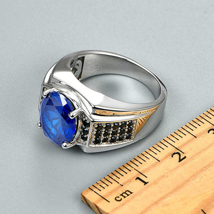 Sterling Silver Wedding Band with 7.2 Carat Blue 