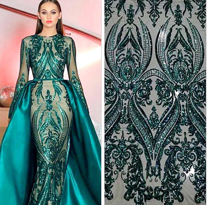 Turquoise Sequin Fabric 