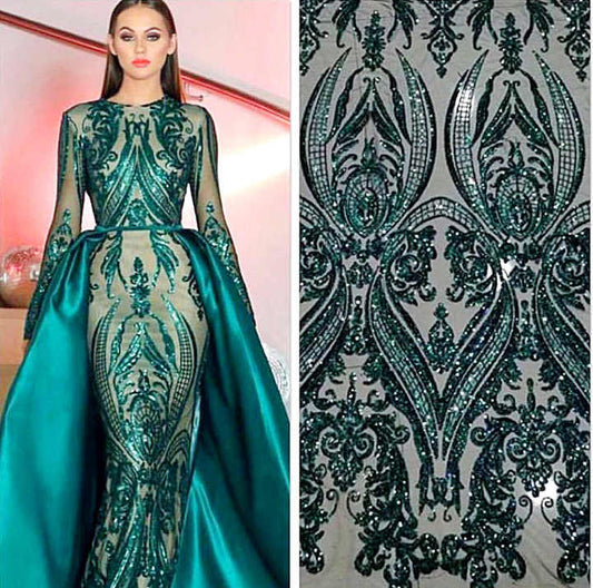 Turquoise Sequin Fabric 