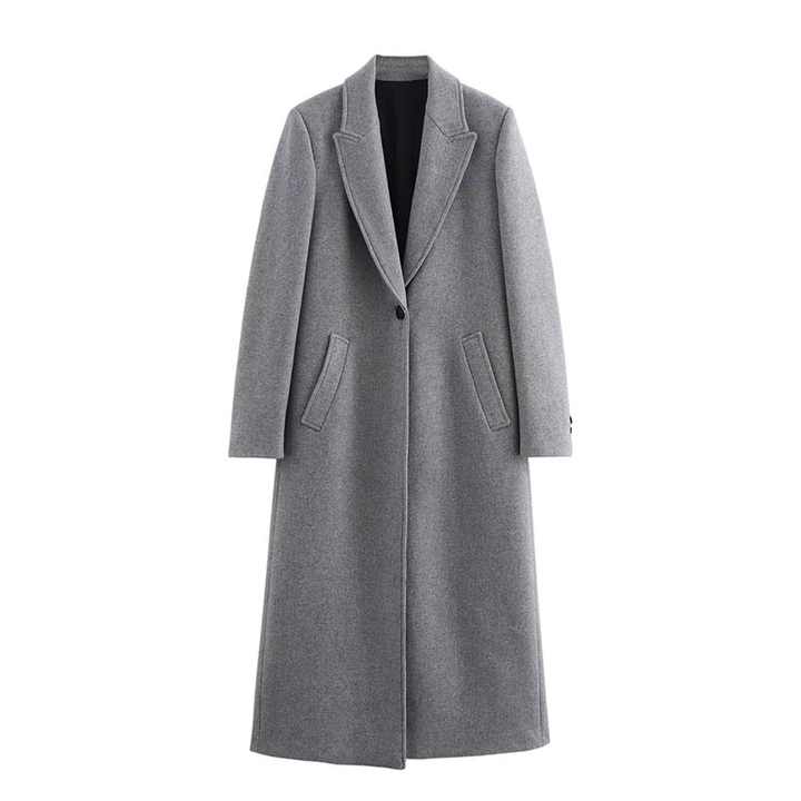 Long Coat Jacket Retro One Button Long Sleeve