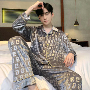 SAMWESTART New Spring Men's Long-sleeved Pajamas 