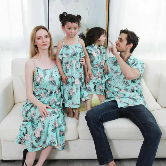 Set Mommy and Me Slip Dresses Father Son and Baby 