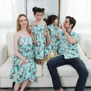 مجموعة الأم و لي زلة فساتين الأب ابنه و الطفل Set Mommy and Me Slip Dresses Father Son and Baby