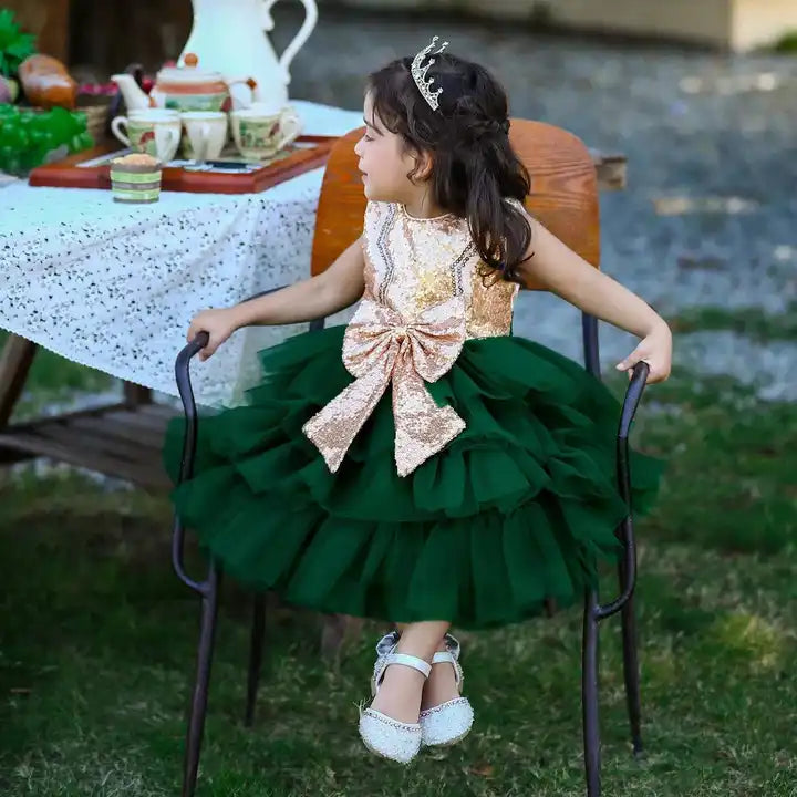 Girls' sequined fluffy dress 