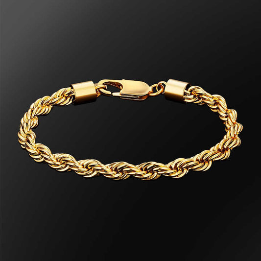 6mm Twisted Rope Bracelet Hip Hop Jewelry. 