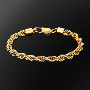 6mm Twisted Rope Bracelet Hip Hop Jewelry. 