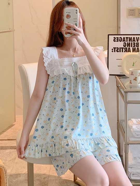 Wholesale Summer Korean Style Women's Pajamas Casual Sweet Cotton Pajamas Short Sleeve V-Neck 