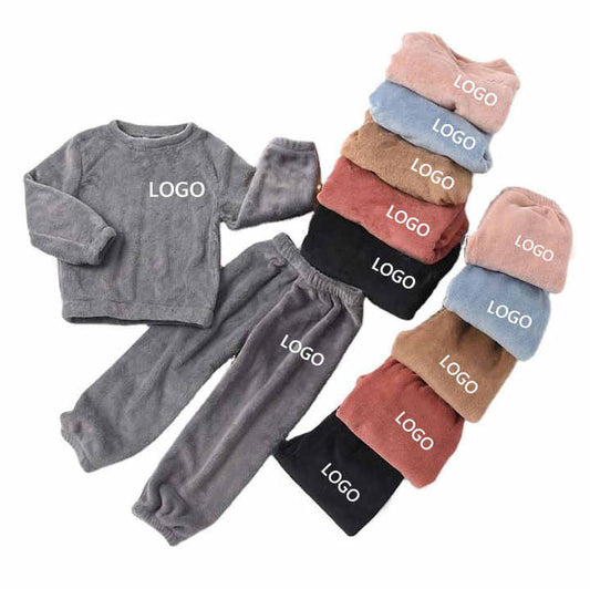 بيجامات أطفال جديدة من القطن للأولاد والبنات - Fleece Kids Boy Girl Children's Cotton Pajamas Suit