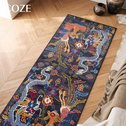 Chinese Antique Style Washable Bedside Art Rugs Living Room 