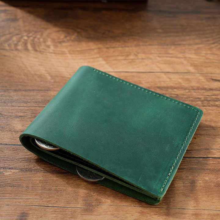 Crazy-Horse Leather Foldable Wallet Cowhide Leather 
