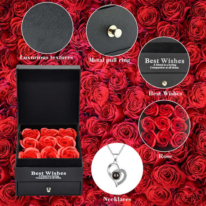 Valentine's Day 9 Forever Artificial Roses with Pendant. 