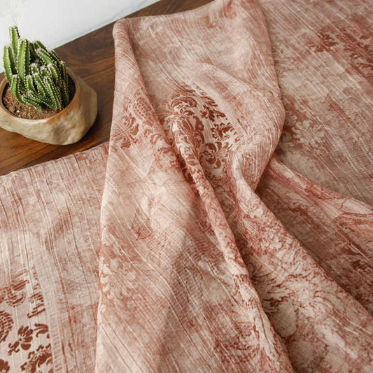 Reddish brown pleated printed cheongsam dress 