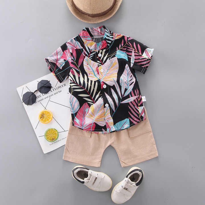 Summer New Style Boys Leaves-Summer Clothing Set 