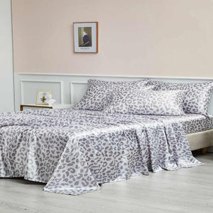 Leopard Print Polyester Bed Sheet Set, 4 Piece Bedding Set 