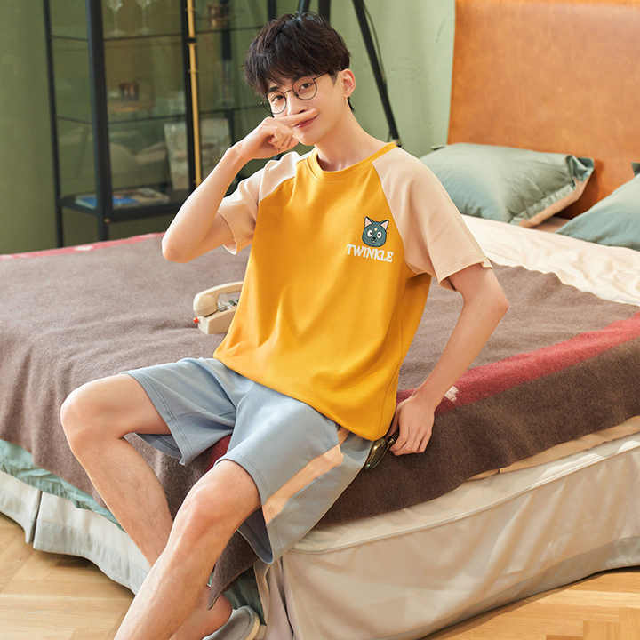 Plus Size Men's Pajamas, Men's Casual Cotton Pajama Sets, Summer Short Sleeve Pajamas 