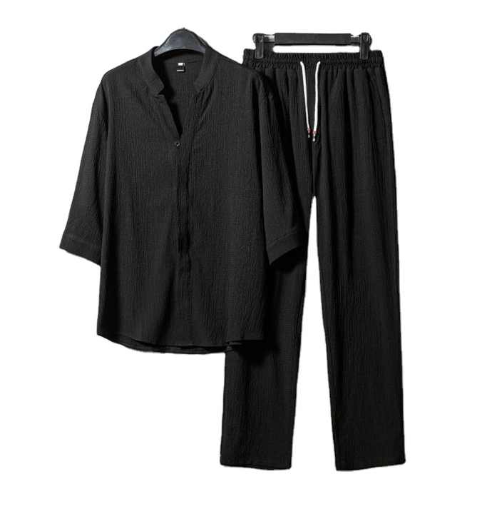 مجموعات ملابس الرجال قميص غير رسمي بنصف كم ورباط Men's Clothing Sets Casual Half Sleeve Tie Shirt