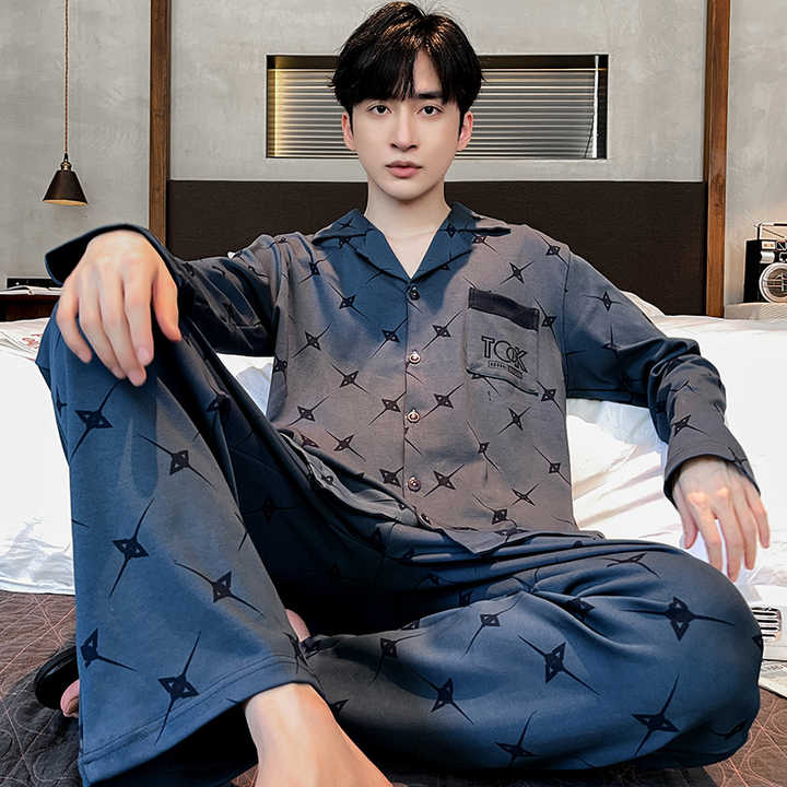 Spring and autumn men's cotton night suit jacket. 