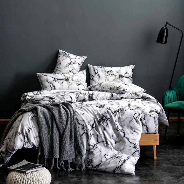 Modern Simple 3 Pieces Printed Polyester Quilt Bedding Set Bedspreads Sets 