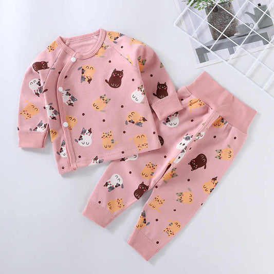 New hot sale wholesale children's cotton pajama set, boys' warm underwear set, and girls' autumn set 