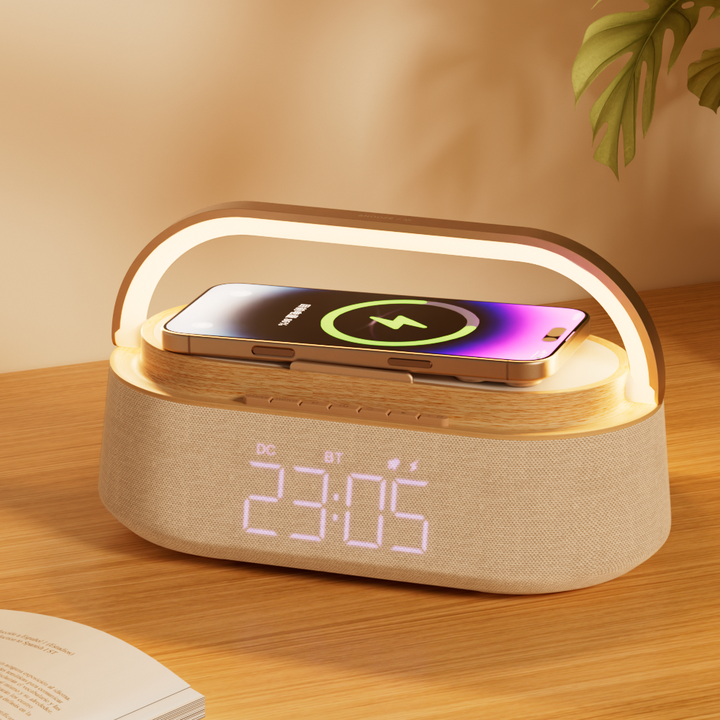 KUANGXIANG 6 in 1 15W Magnetic Wireless Charger, Blue Tooth Alarm Clock, Popular Beauty Toolsشاحن لاسلكي مغناطيسي من KUANGXIANG 6 في 1 بقدرة 15 وات ، ساعة إنذار بالأسنان الزرقاء ، أدوات جمالية رائجة