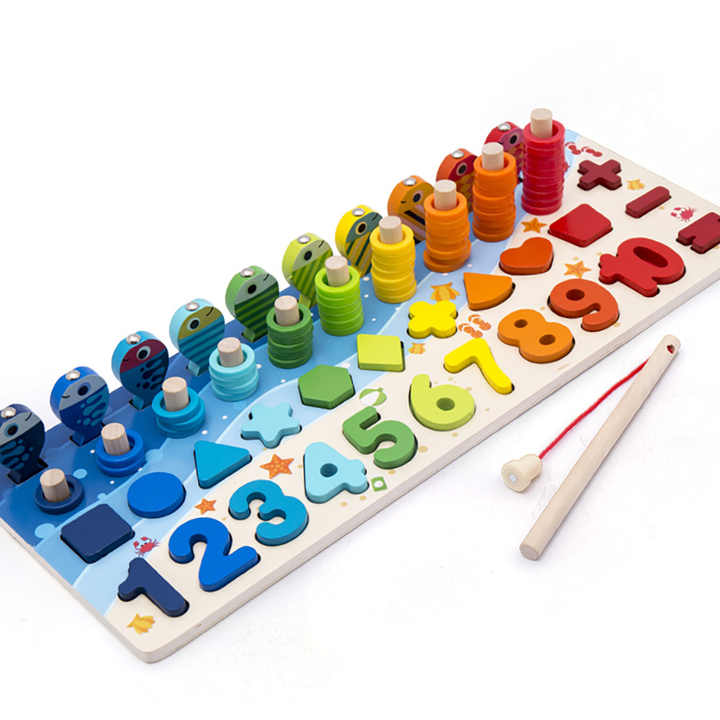 Wooden Number Puzzle Sorting Stacking Cube Game for 