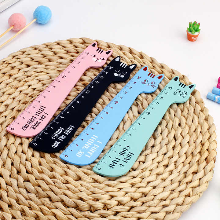 Cute Kawaii Cat Wooden Ruler 15cm for Kids Girls Gift School Office Supplies Measuring Tools Stationery 