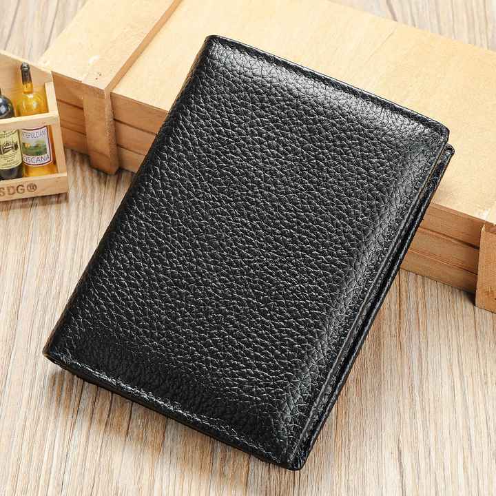 Genuine Leather Factory Bificold Business Men's Multicard Wallet 
