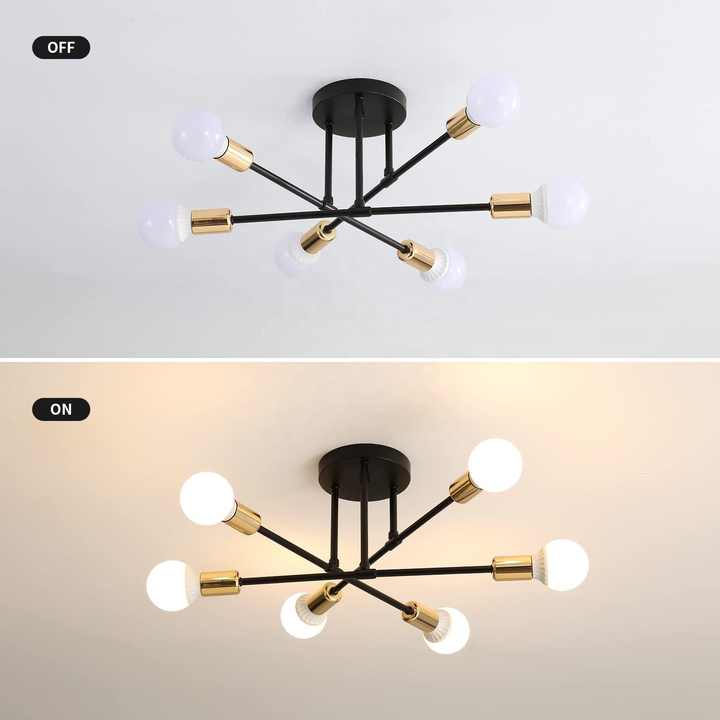 Simple antique six-head ceiling lamp molecular 
