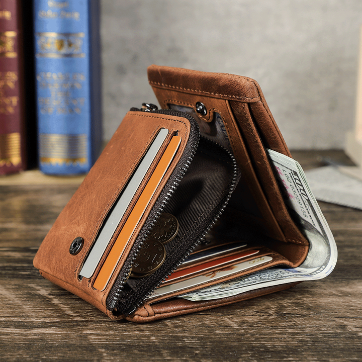 Crazy Horse Men's Genuine Leather Trifold Wallet. Contact's Wholesale Crazy Horse Men's Genuine 