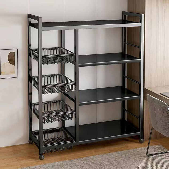 Multifunctional Kitchen Vegetable Storage Racks Movable Rolling Trolley Microwave Oven Fruit Cart 