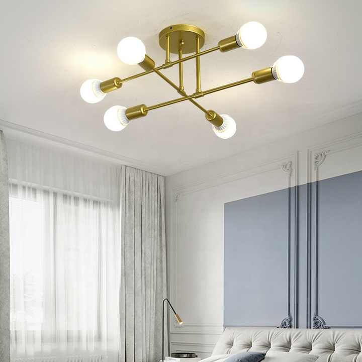 Simple antique six-head ceiling lamp molecular 