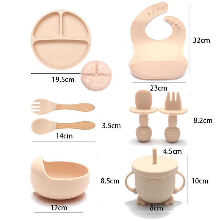 Bpa Free Non-spill Strong Baby Feeding Spoons and Plates Set 