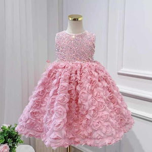 Summer Pink Flower Baby Girl Dresses 