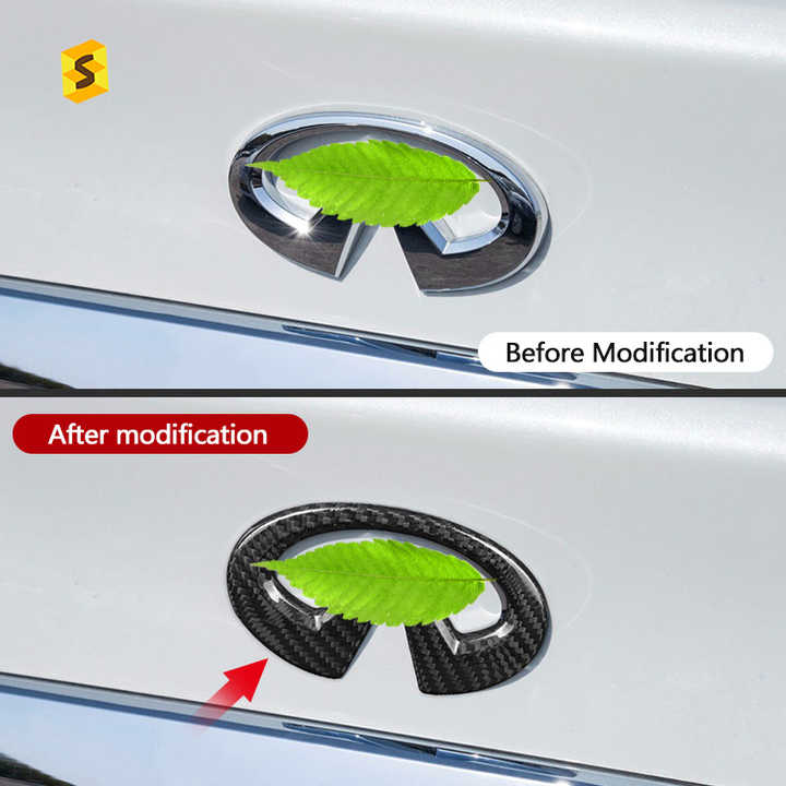Carbon Fiber Exterior Accessories Carbon Fiber Car Rear Trunk Emblem Decoration Kit For Infiniti Q50 