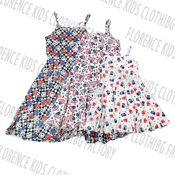 DH ODM موضة مريحة حلوة برمة نمط الأزهار المطبوعة بلا أكمام تصميم فستان أطفال للبنات 4th من جولي DH ODM Fashion Comfortable Sweet Floral Print Pattern Sleeveless Design Baby Girls Dress 4th Grade by Julie