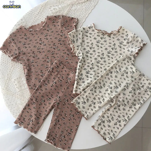 Conison 0-12 Years Baby Girls Floral Print Sleepwear Fashion Shorts Outfits Kids Shorts Set Summer Sale Hot Sale 
