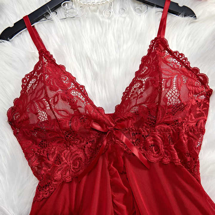 Sexy Red Transparent Lingerie Women's Underwear Lace 
