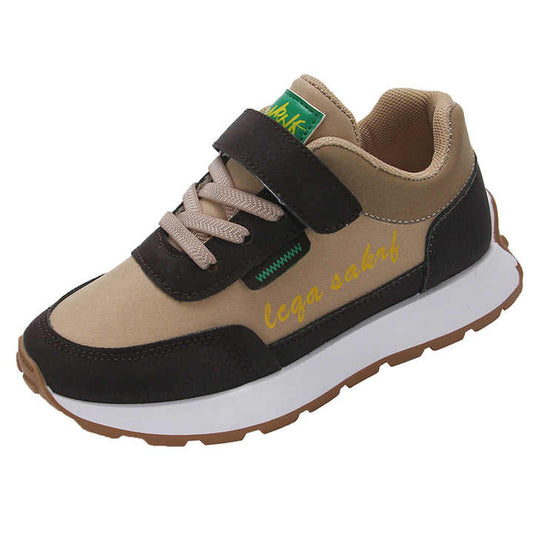 حذاء رياضي أبيض للربيع والخريف من الجلد .  White Spring Autumn Leather Flat Sneakers Velcro