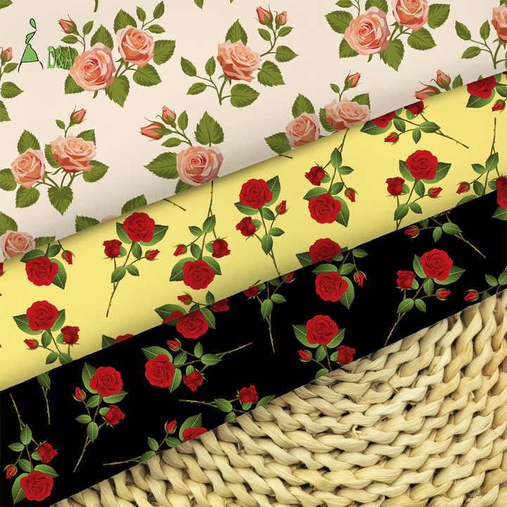 Colorful Small Roses Floral Printed Cotton 