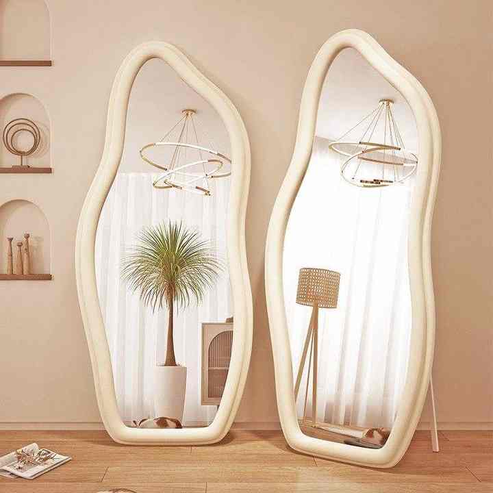 Cloud Floor Mirror Popular Living Room Furniture Velvet Frame Full Length Makeup Mirror for Home/Bedroom Decor 