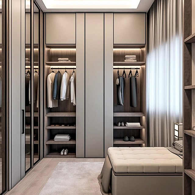 bed and wardrobe 